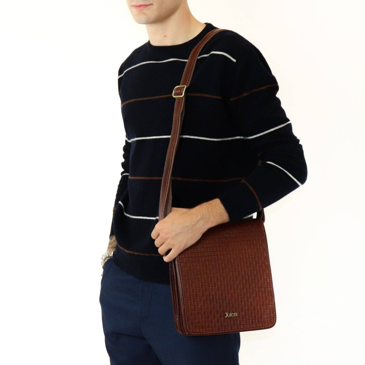 Hand buffered leather crossbody shoulder bag | Made in Italy