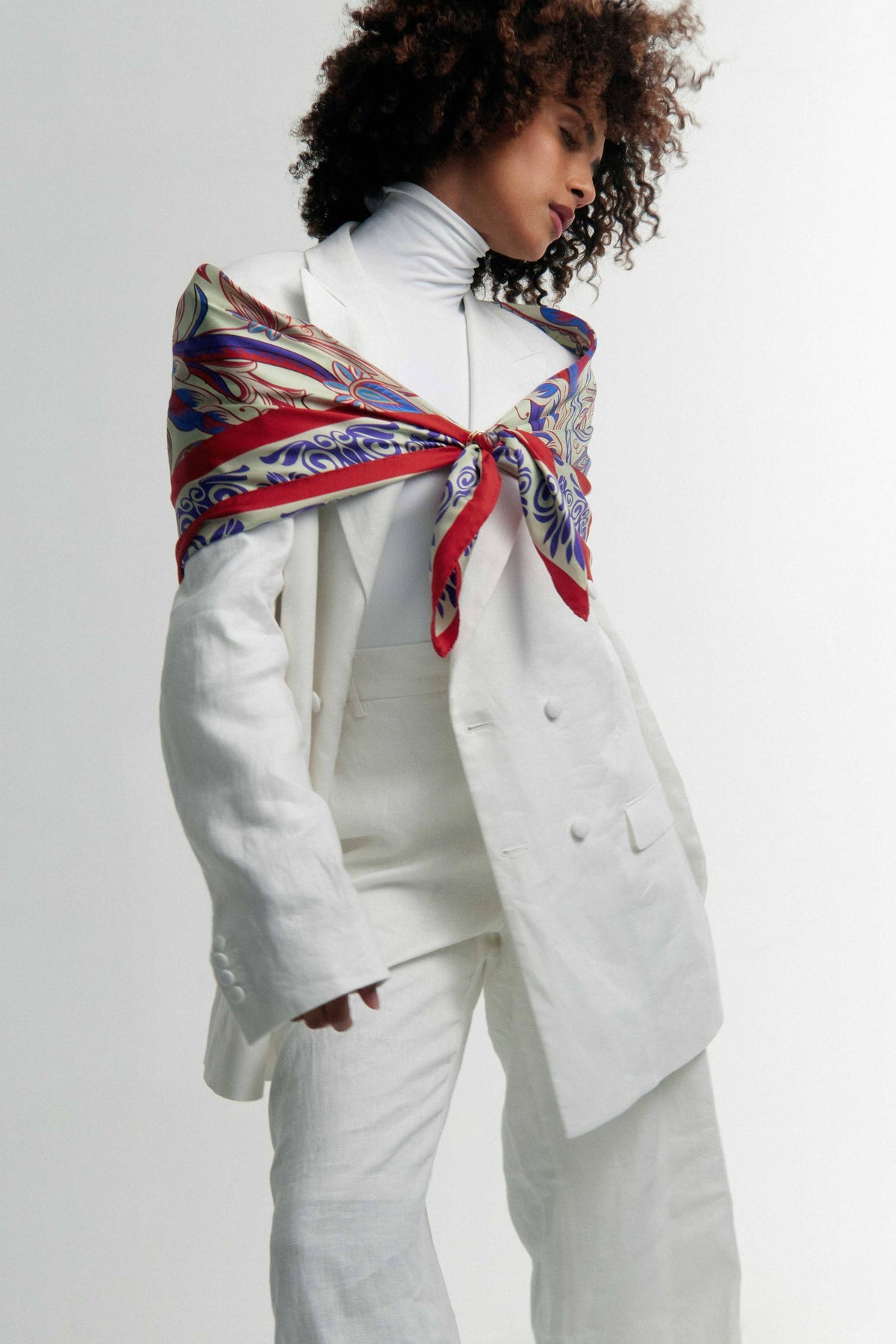 Mediterranean-Inspired Print Silk Scarf | Made in Lombardy