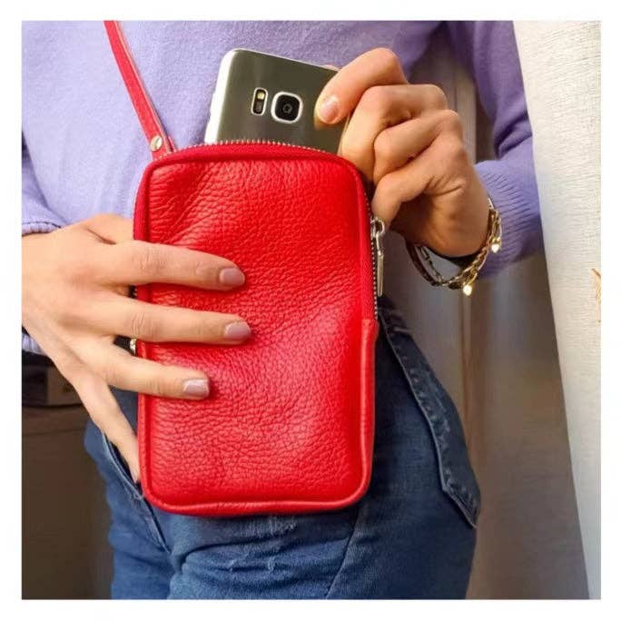 Modarno Small Shoulder Bag for Mobile Phones for Men and Women in Genuine Leather 11cm x 2cm x 18cm | Made in Italy