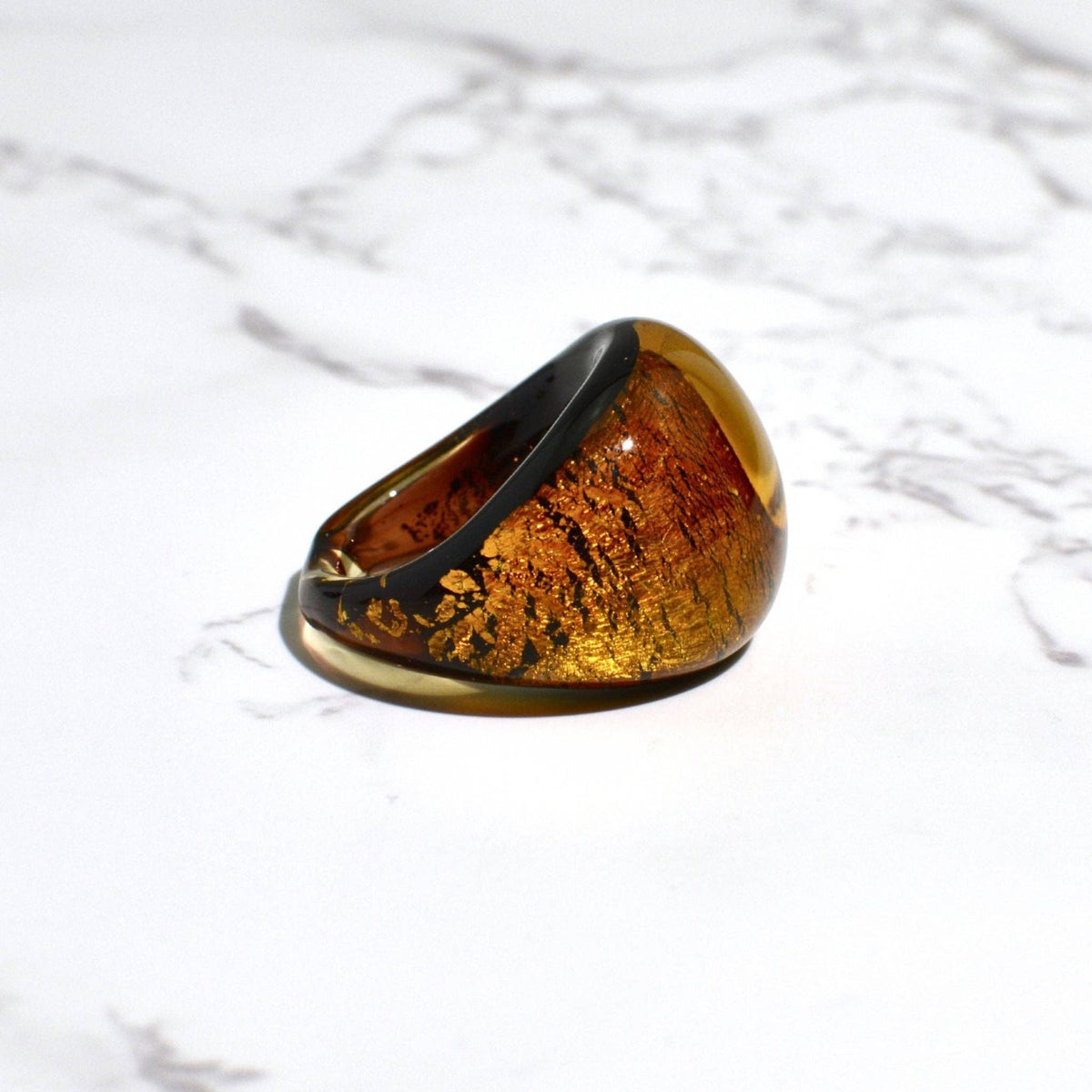 Murano Glass Arno Statement Ring, Cobalt, Teal, Silver | Made in Venice