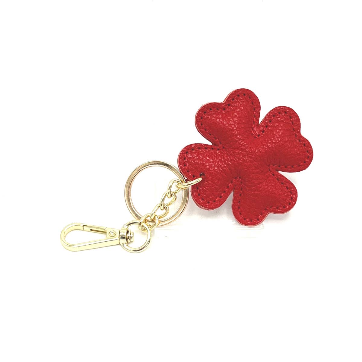 Genuine leather key chain, Lucky leaf, art. PO04 | Made in Italy