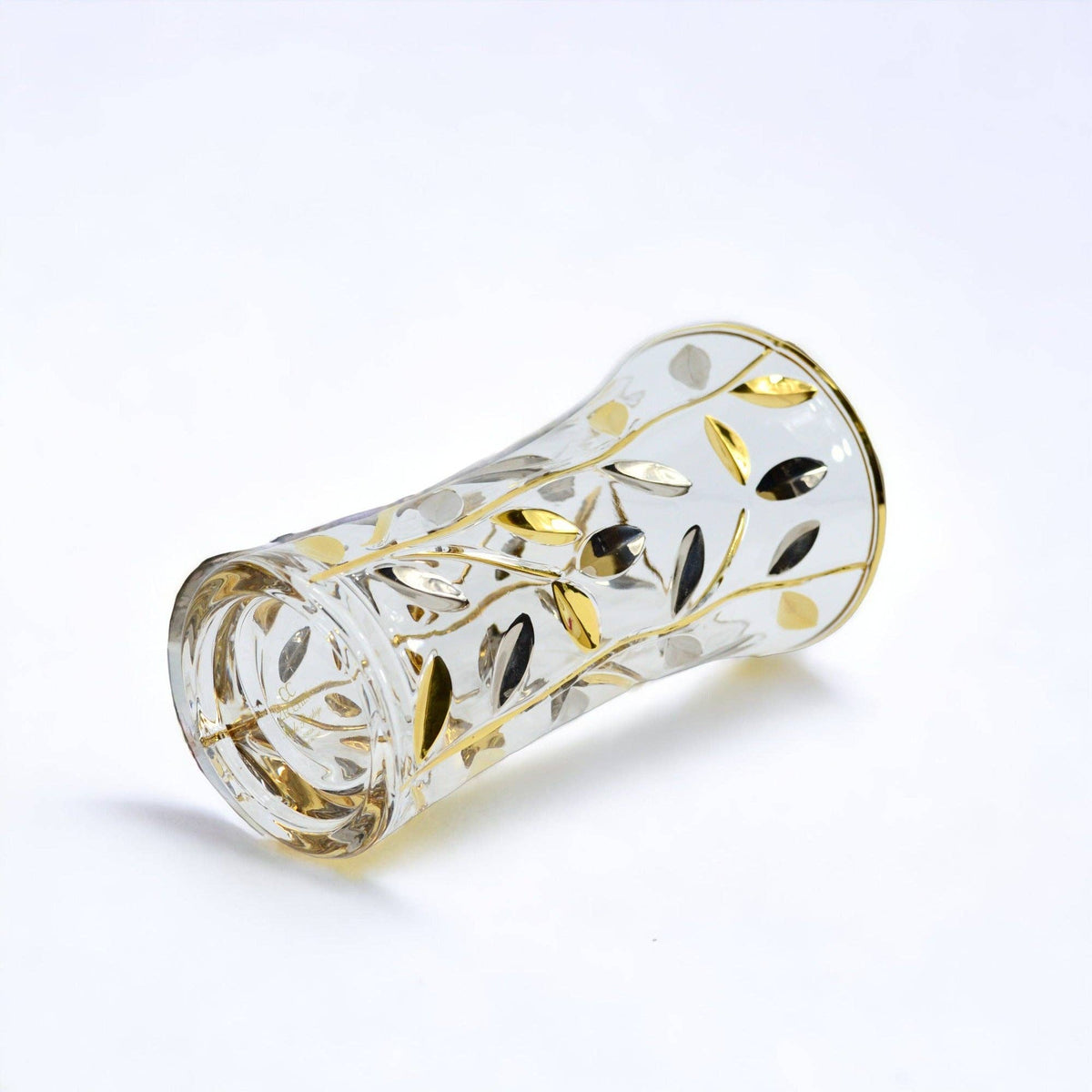Italian Crystal Small Flowervine Vase, Platinum and Gold | Made in Venice