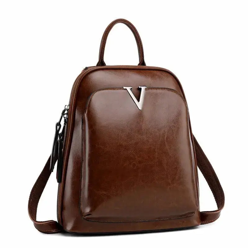 Designer Genuine Leather V Luxe Backpack | Made in Italy