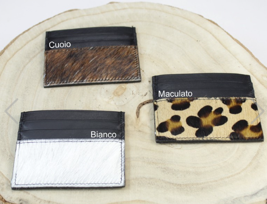 Portacarte in pelle di vitello e cavallino italiano MECHO JIJOU CAPRI