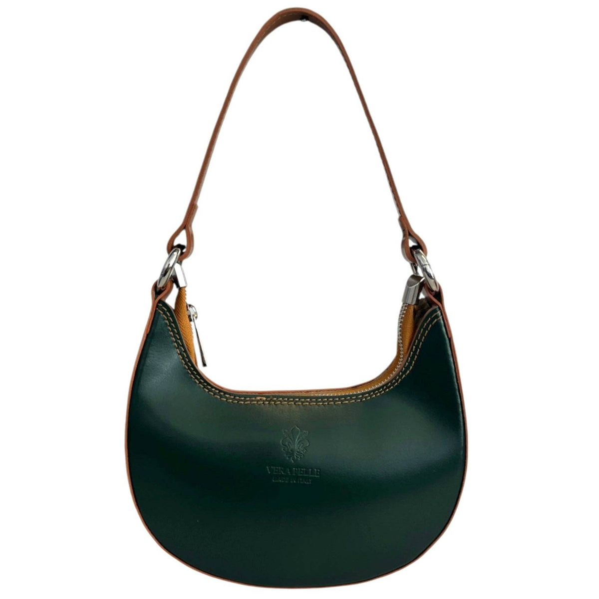 Modarno Women's Handbag with Removable Handle Bicolor in Genuine Cowhide Leather 21x5x12 cm | Made in Italy