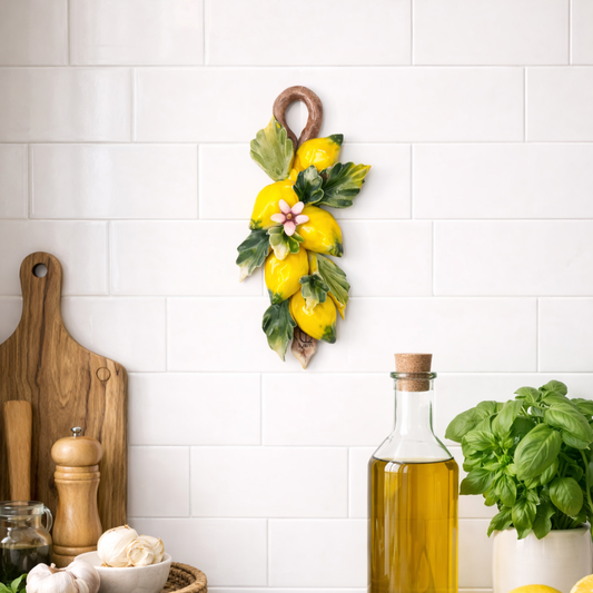 Italian Ceramic Lemon Wall Hook 7.1" | Made in Campania