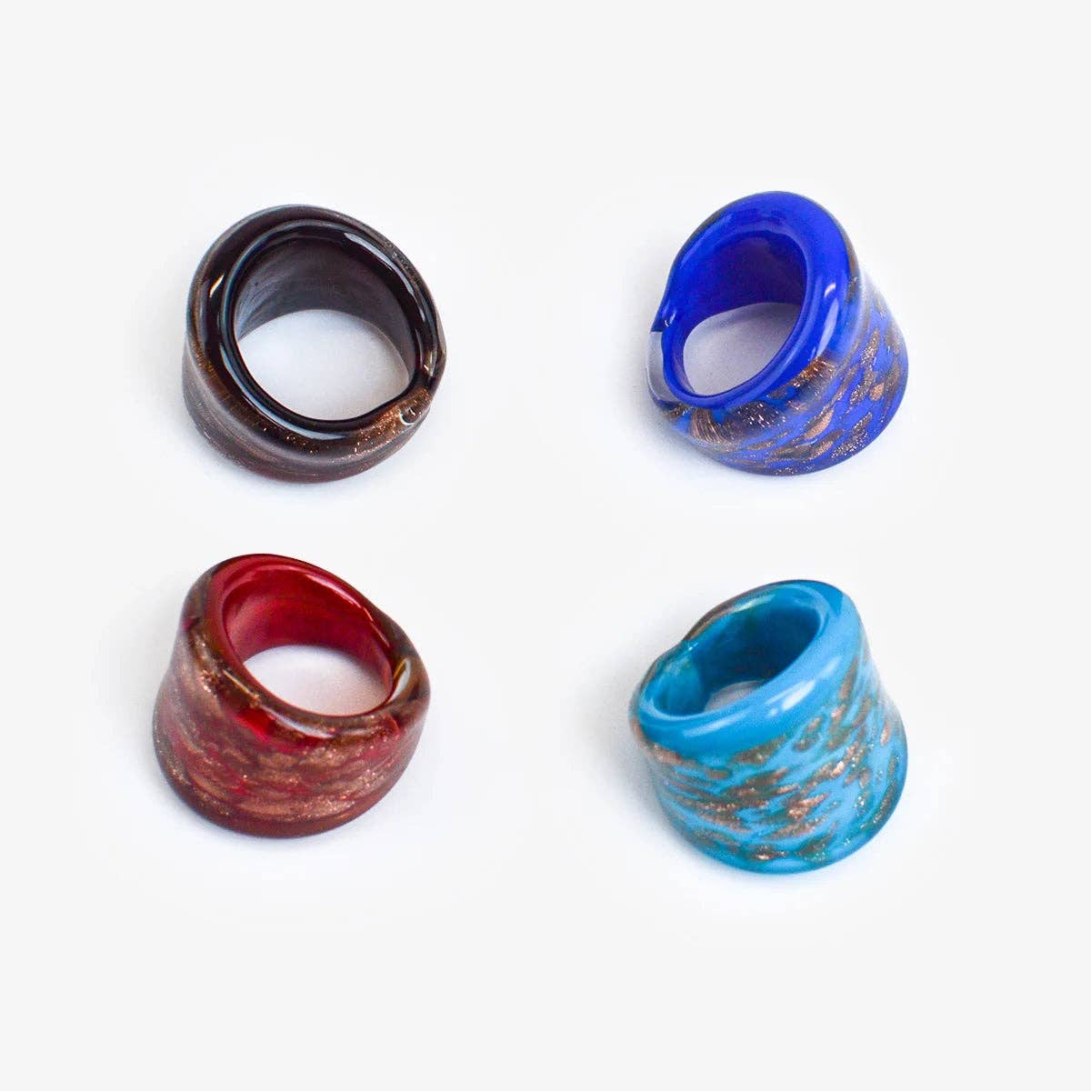Flat Avventurina Murano Glass Ring | Made in Venice