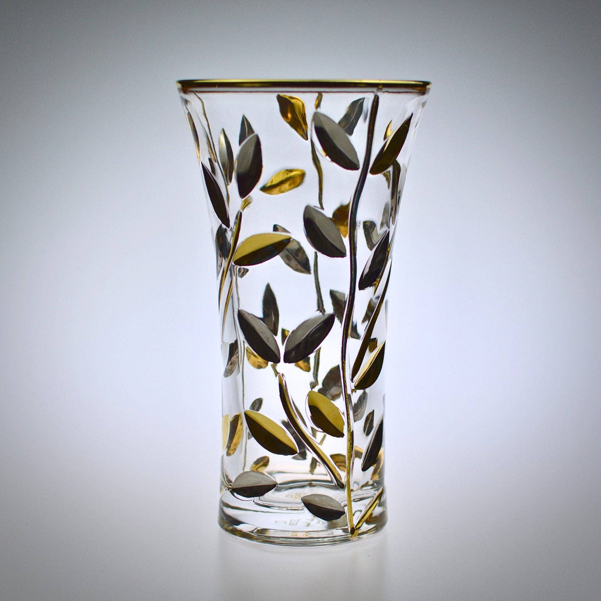 Italian Crystal Small Flowervine Vase, Platinum and Gold | Made in Venice