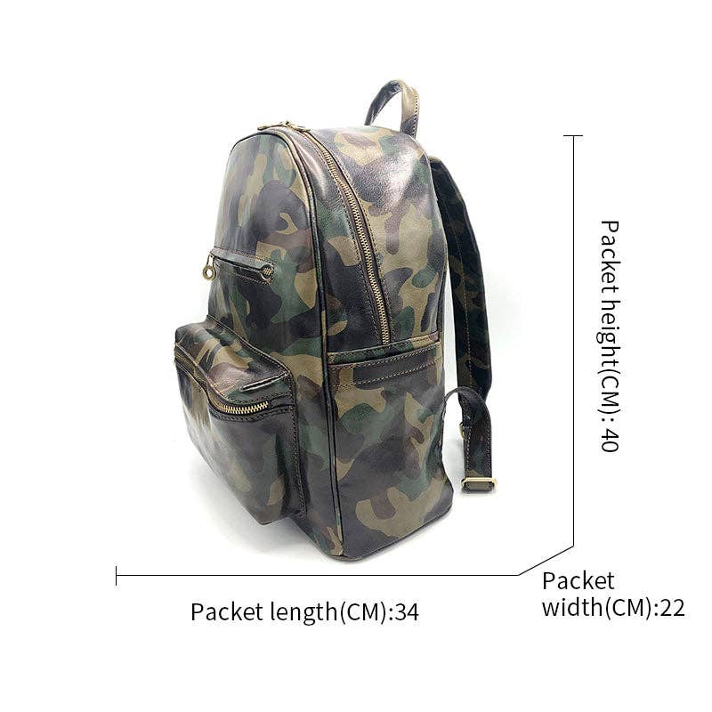 Printed leather backpack | Made in Italy