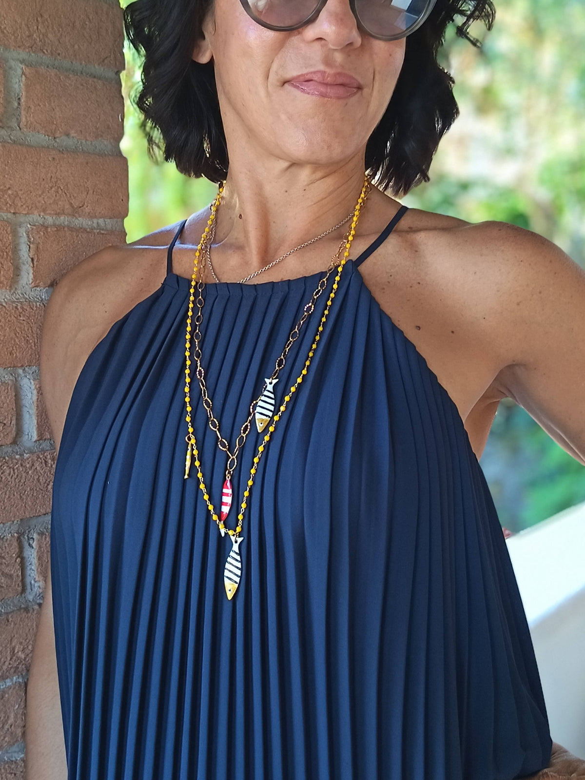 Women's Steel Necklace with Enamel Fish | Made in Lazio