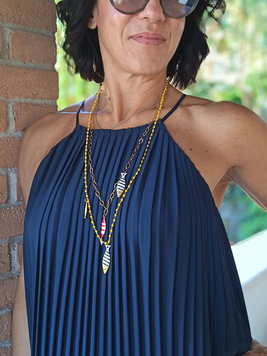 Women's Steel Necklace with Enamel Fish | Made in Lazio