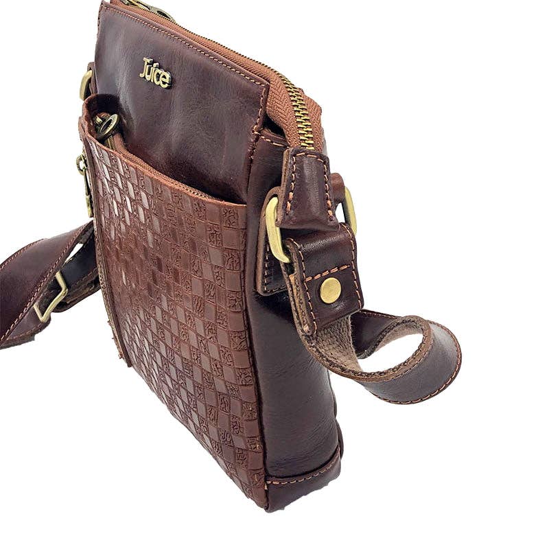 Small Hand Buffered Leather Shoulder Bag with Zip Closure | Made in Tuscany
