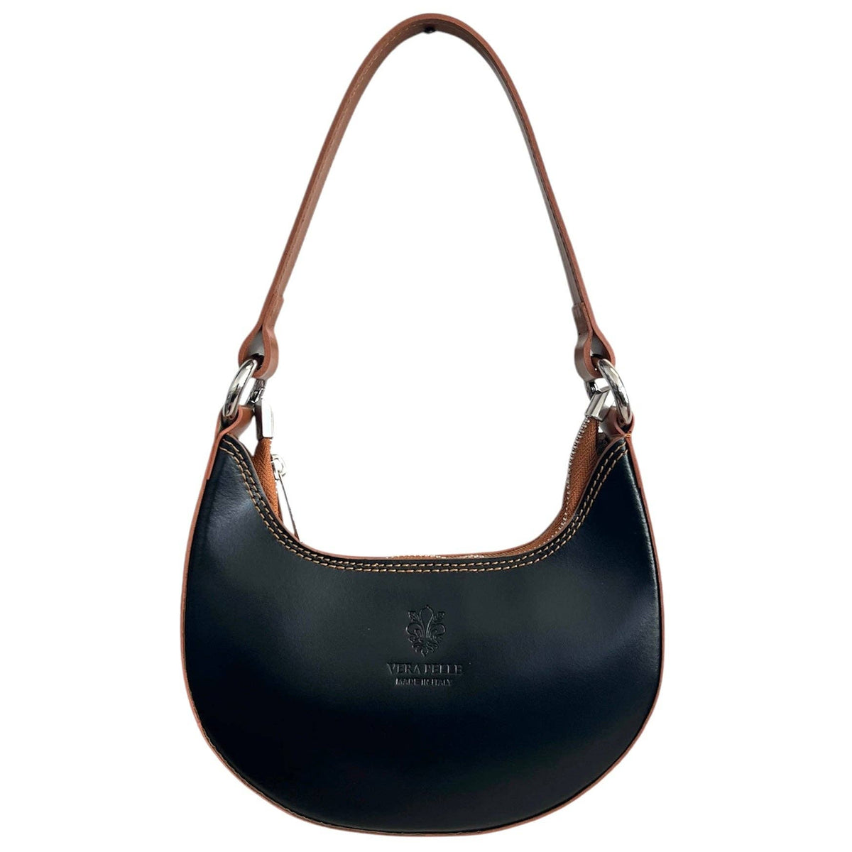 Modarno Women's Handbag with Removable Handle Bicolor in Genuine Cowhide Leather 21x5x12 cm | Made in Italy