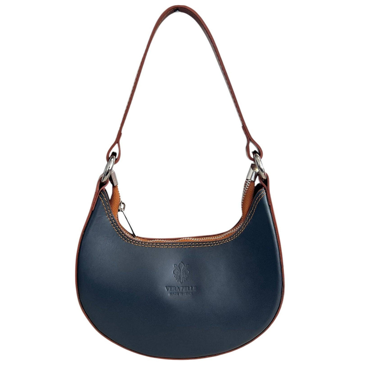 Modarno Women's Handbag with Removable Handle Bicolor in Genuine Cowhide Leather 21x5x12 cm | Made in Italy
