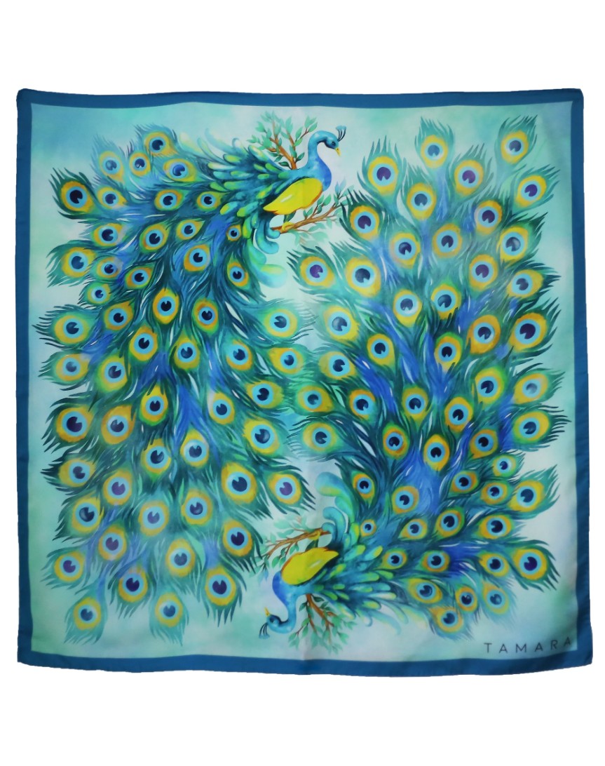Peacock Silk Scarf | Made in Lombardy