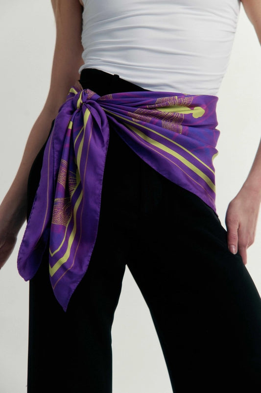 Dragonfly Purple Silk Scarf | Made in Lombardy