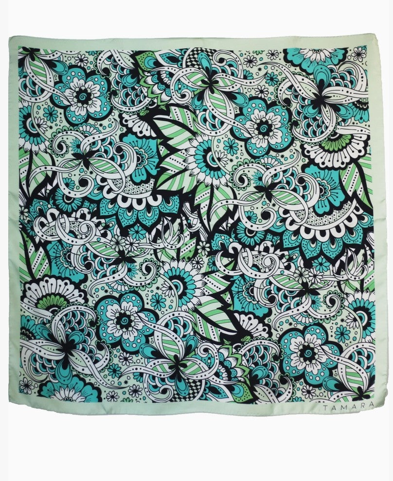 Floral Geometric Print Silk Scarf | Made in Lombardy