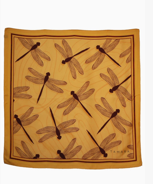 Dragonfly Yellow Silk Scarf | Made in Lombardy
