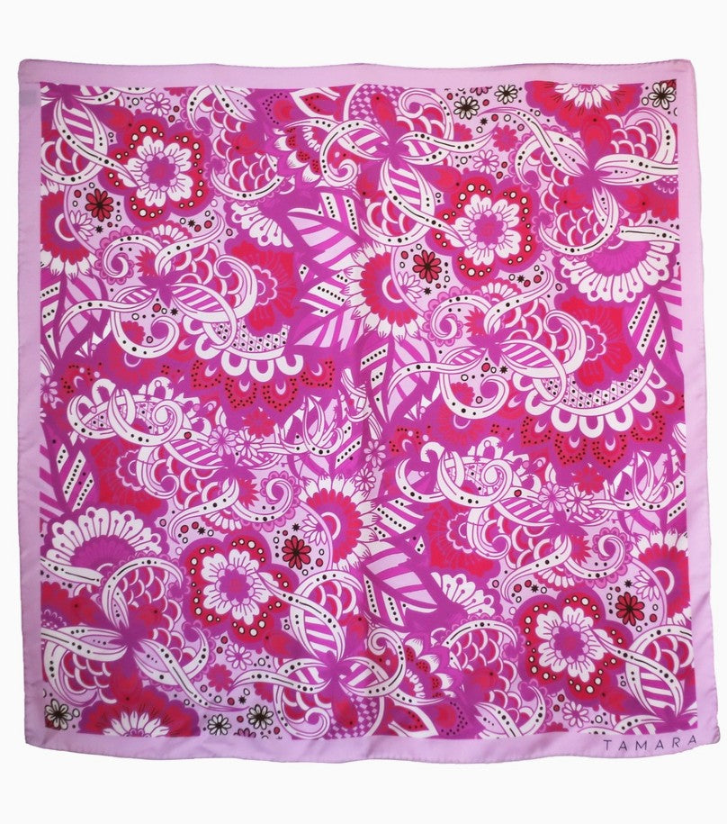 Floral Geometric Print Silk Scarf | Made in Lombardy