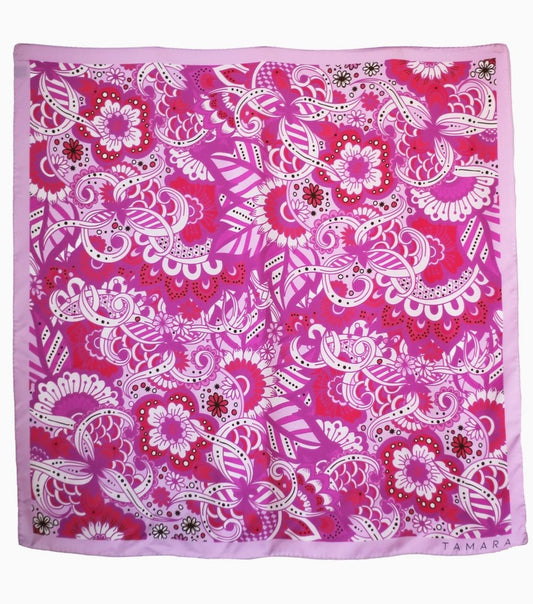 Floral Geometric Print Silk Scarf | Made in Lombardy