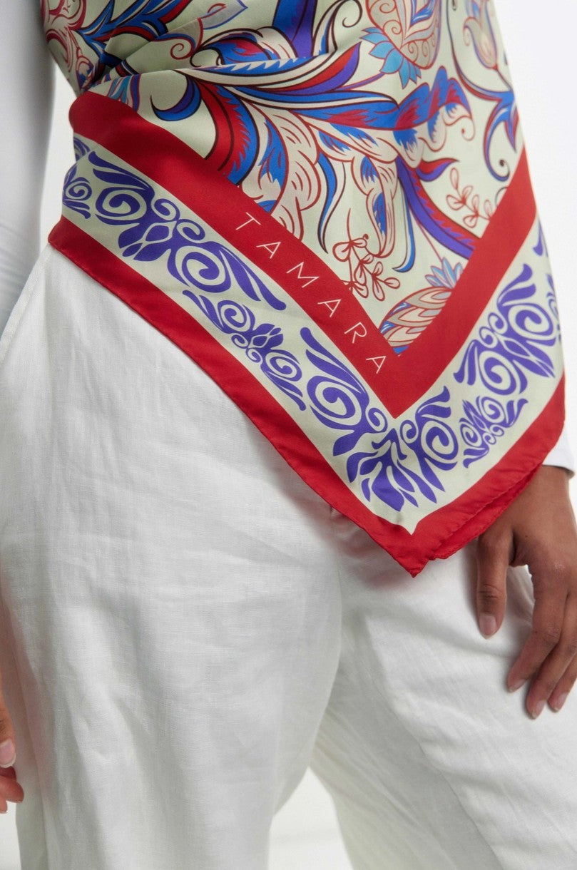 Mediterranean Print Silk Scarf | Made in Lombardy