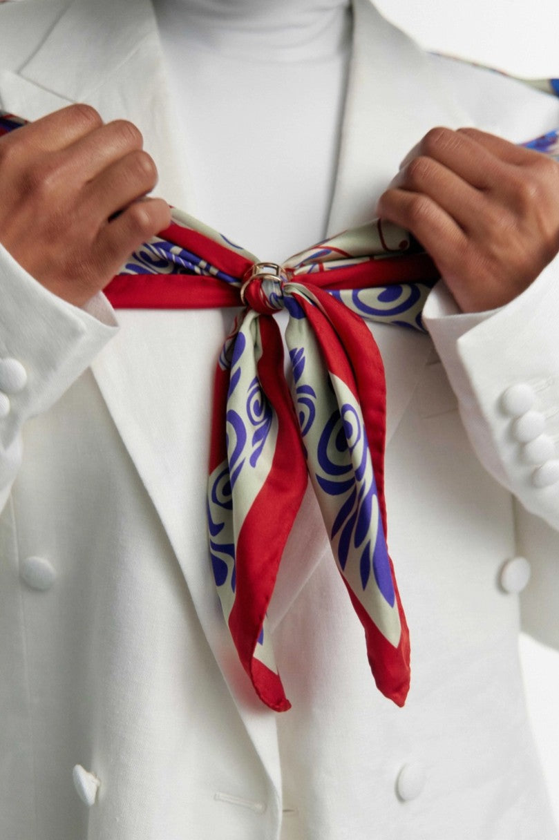 Mediterranean Print Silk Scarf | Made in Lombardy