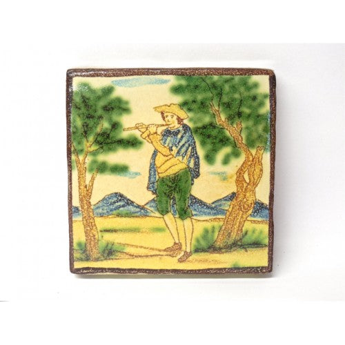 Sicilian Caltagirone 4X4" Tile (Musician) | Made in Sicily