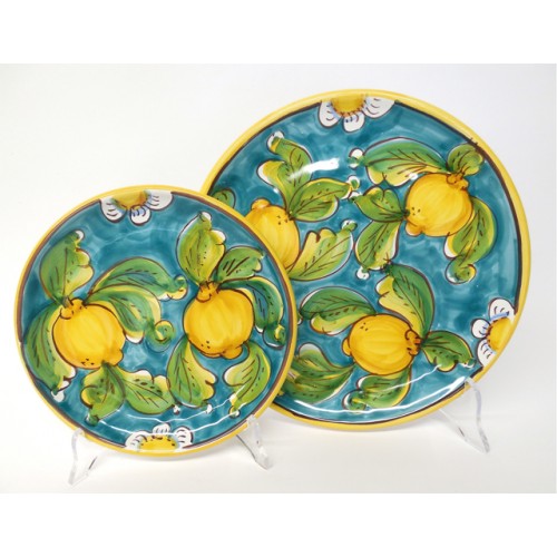 Sicilian Dinner & Salad Plate Set Turquoise | Made in Sicily