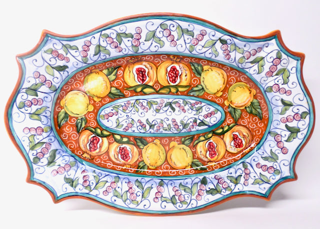 Deruta Royal Frutta 20X13" Scalloped Rectangular Platter