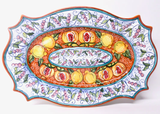 Deruta Royal Frutta 20X13" Scalloped Rectangular Platter