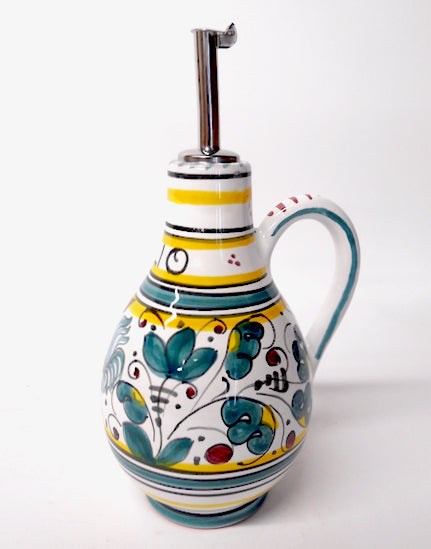 Deruta Galletto Green 8" Olive Oil Bottle ("Olio")