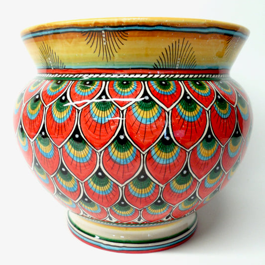 Deruta Penna di Pavone Red 11" Cachepot/Planter