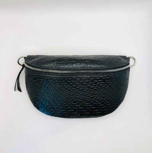 Borsa a tracolla intrecciata nera