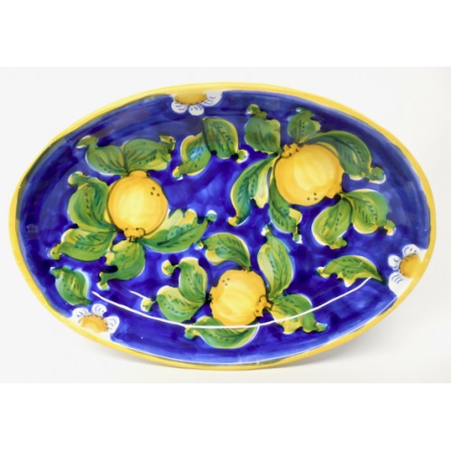 Limoni di Sicilia Blue 15.5X10.5" Oval Serving/Wall Platter