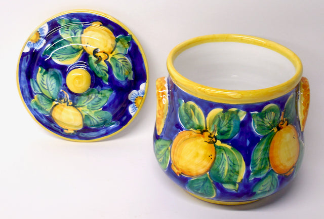 Limoni di Sicilia Blue 9" Biscotti Jar