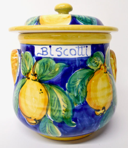 Limoni di Sicilia Blue 9" Biscotti Jar