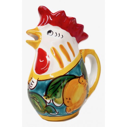 Limoni di Sicilia Turquoise 7" Small Rooster Pitcher