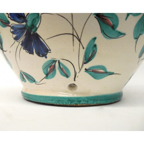 Tuscan Montelupo Lamp Base with Flowers, Leaves and Feather