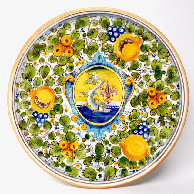Tuscan 16" Round Platter with Dolphin and Fruit