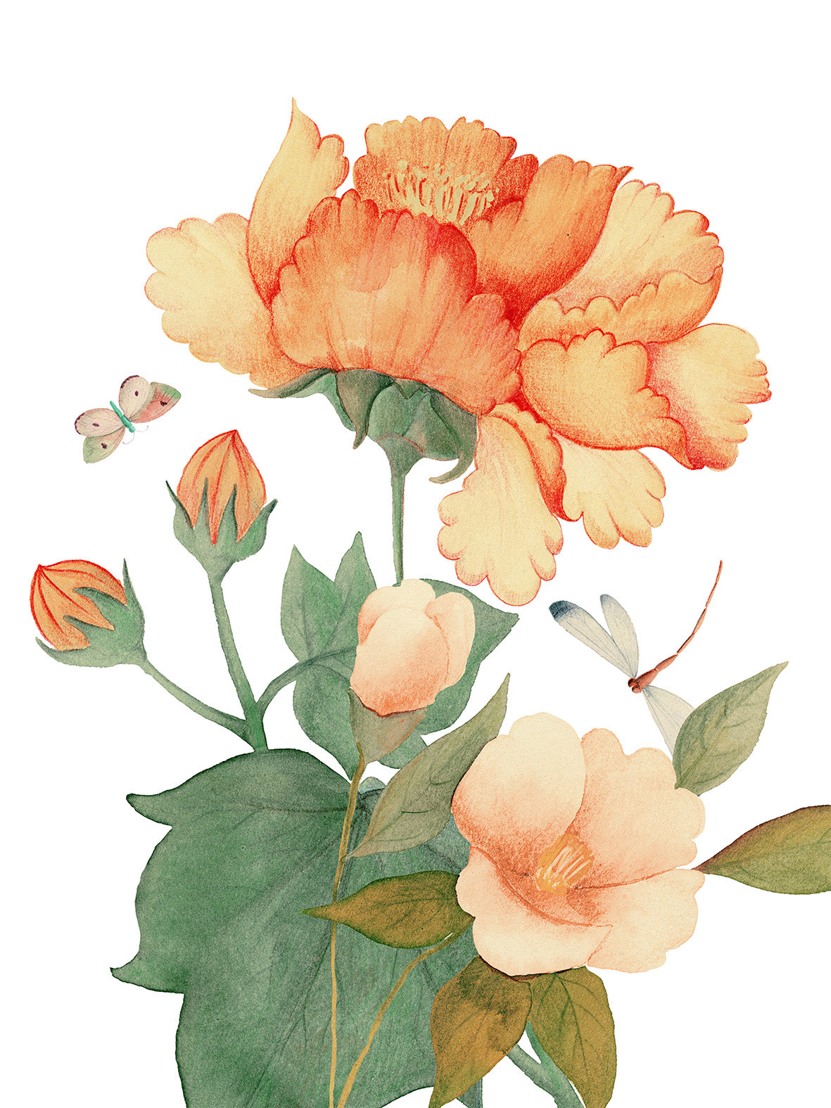 Peony Linen Kitchen Towel