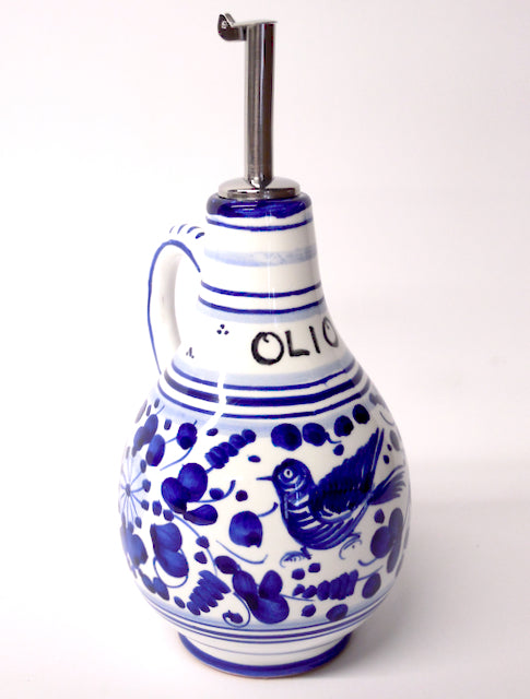 Deruta Arabesco Blue 8" Olive Oil Bottle ("Olio")