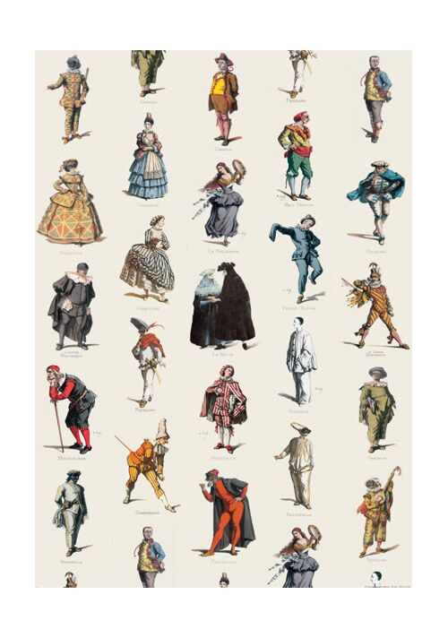 Venetian Carnival Characters Collage Poster | Made in Tuscany