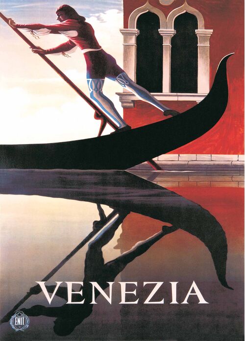 Venezia Gondoliere Vintage Style Poster | Made in Tuscany