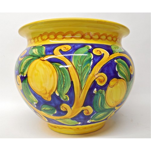 Limoni di Sicilia Blue 10" Extra Large Cachepot Planter