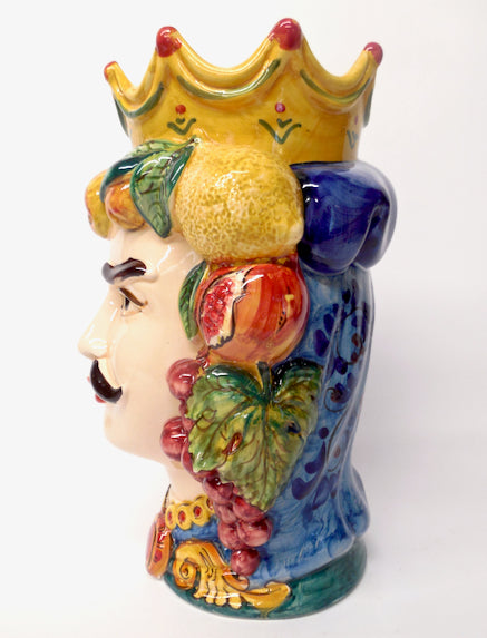 Sicilian Santo Stefano 14" Signore e Signora Head Vase Pair