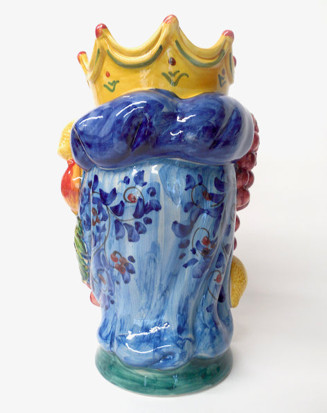 Sicilian Santo Stefano 14" Signore e Signora Head Vase Pair