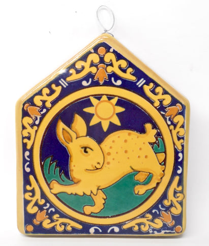 Sicilian Santo Stefano 5.5X5" Wall Plaque with Hare