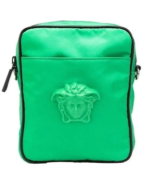 Versace Bright Green Nylon Medusa Messenger Bag