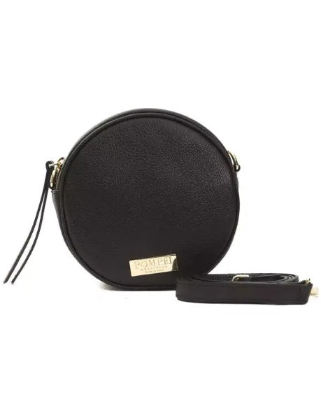 Pompei Donatella Round Black Leather Crossbody Bag | Made in Italy