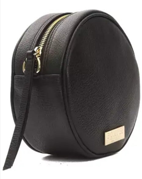 Pompei Donatella Round Black Leather Crossbody Bag | Made in Italy